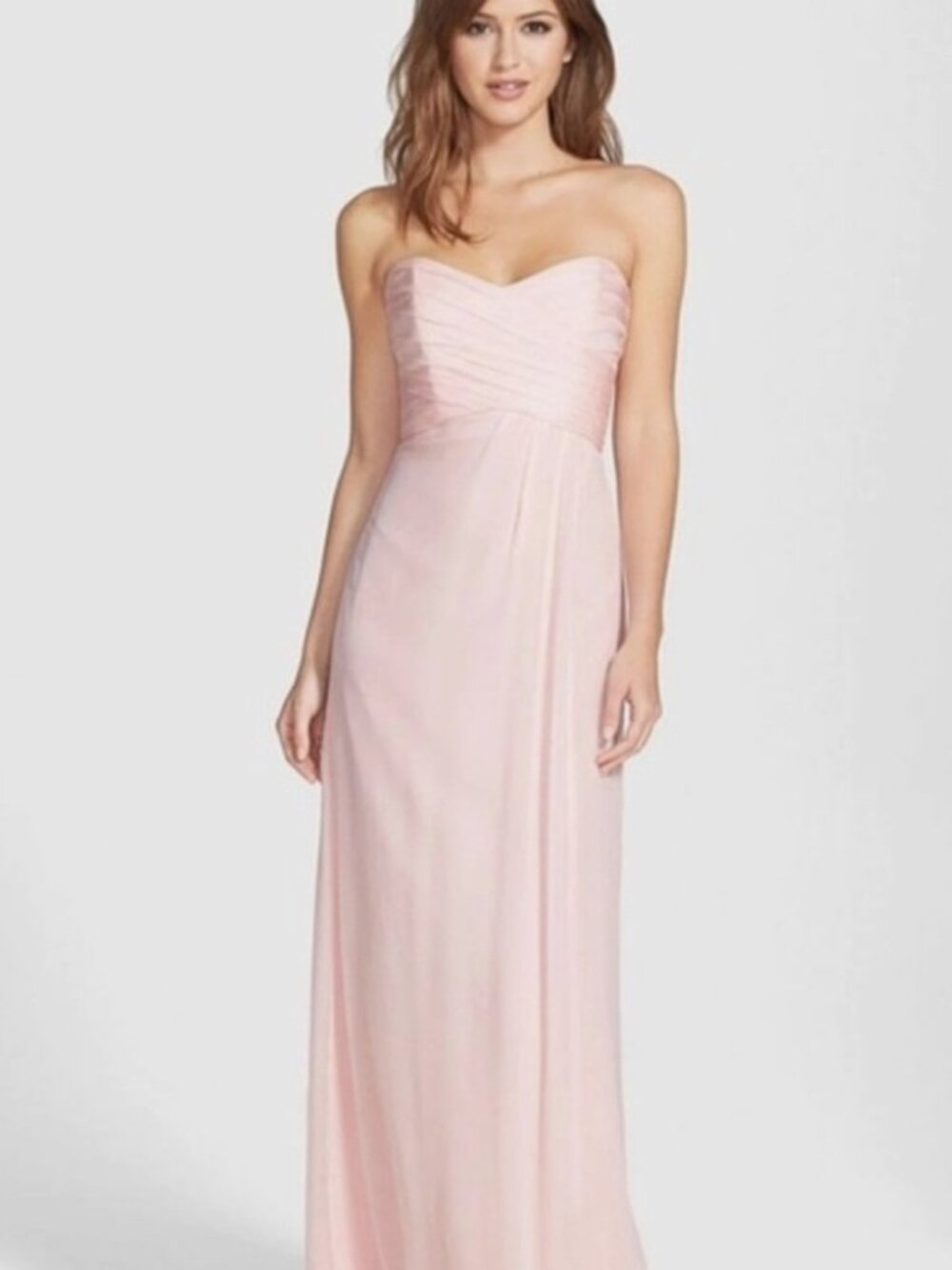 Amsale Blush Pink Strapless Bridesmaid Dress